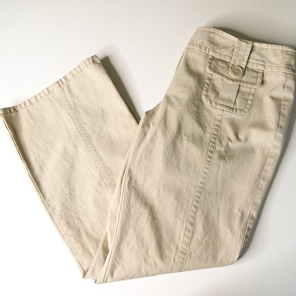 ANN TAYLOR LOFT Tan Khaki Wide Leg Pants with Pockets - Size 10P - Picture 9 of 10